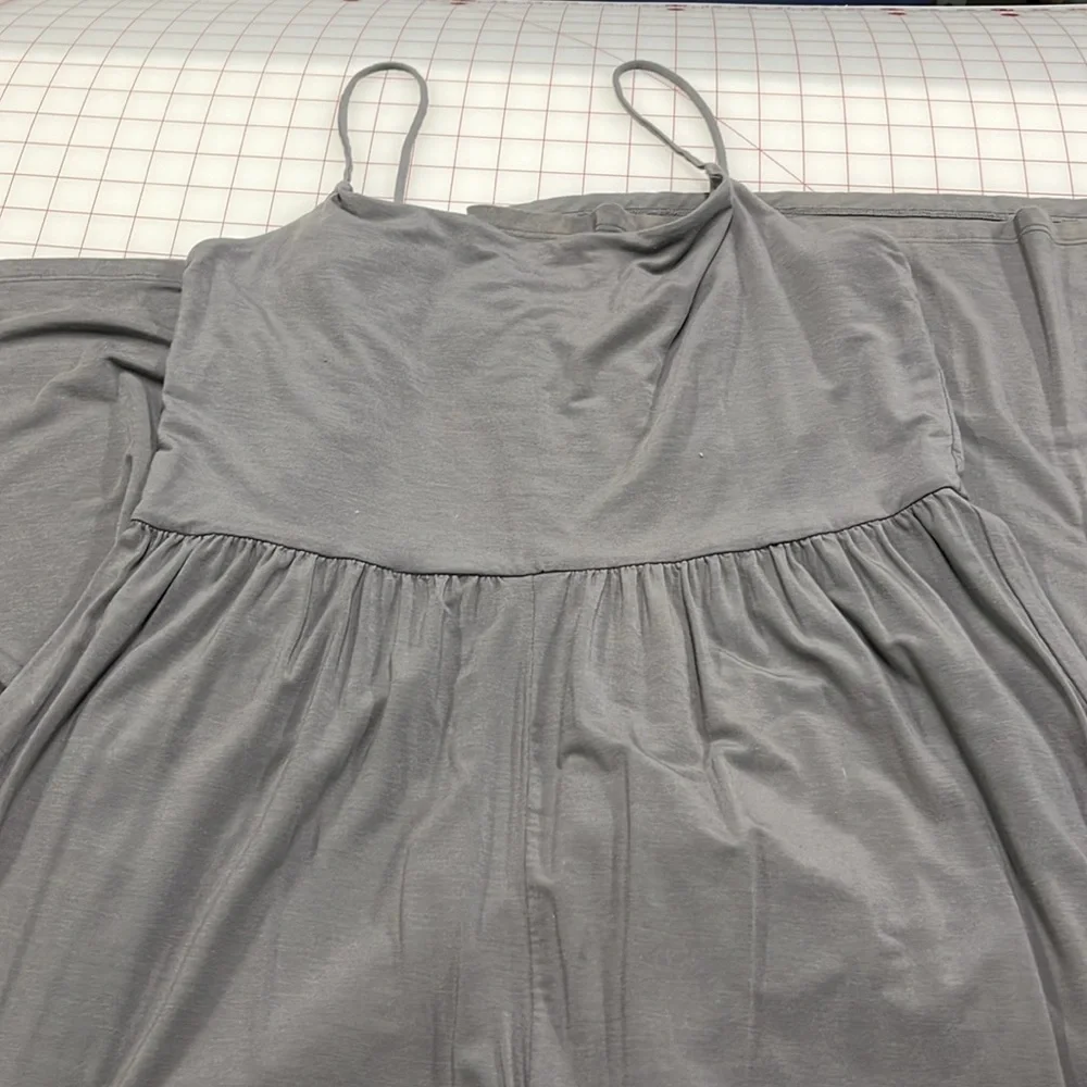 ARITZIA WILFRED Market Jumpsuit Grey Crop Wide-Leg Straight Neck Jersey Knit XL - Picture 7 of 16